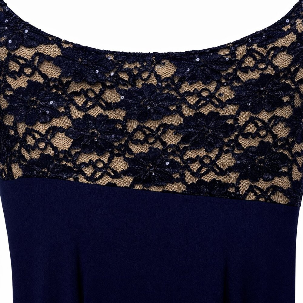 Elegant Connected Cocktail Dress – Rich Navy with Dynamic Draping NWOT - Picture 8 of 14